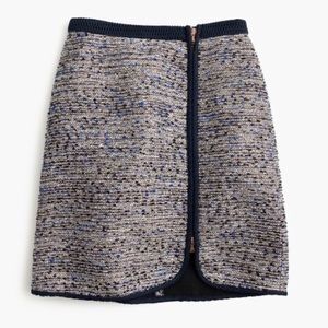 Metallic tweed zip skirt